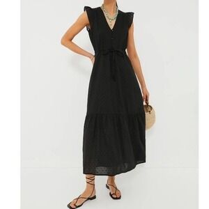 Emerson Fry India Collection Women XS Black Swiss Dot Black Surya Maxi Dress